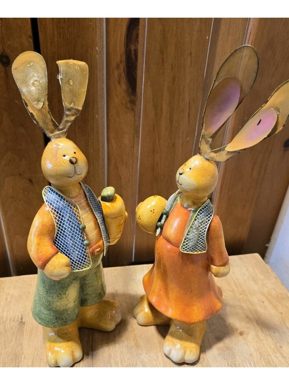 Set of 2 Tall 11 T” Easter Bunny Rabbit Figurines By Coughlin